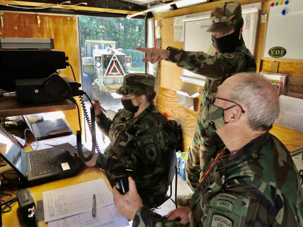 Members of the Virginia Defense Force train in a Mobile Communication Platform