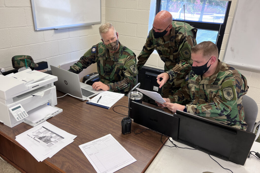 Members of a Virginia Defense Force incident management assistance team train